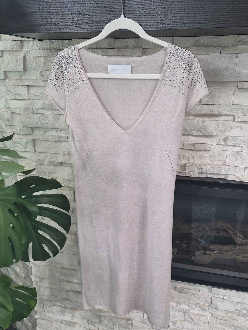 Zadig & Voltaire Luxe "Angel" Silk Cashmere Embellished Knit Dress - Size S